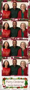 Variante bande 2x6, 4 photos et orientation paysage du design photobooth Red Holly Christmas Illustration pour Vivabox