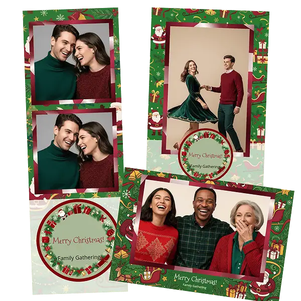 Design photobooth Red Holly Christmas Illustration pour Vivabox et Miroir