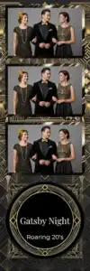 Variante bande 2x6, 3 photos et orientation paysage du design photobooth Gold Glitter Art Deco Party pour Vivabox