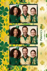 Variante format portrait 4x6, 3 photos et orientation paysage du design photobooth Green Clover Saint Patricks Confetti pour Miroir Magique