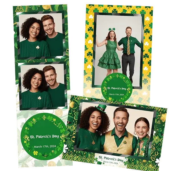 Design photobooth Green Clover Saint Patricks Confetti pour Vivabox et Miroir