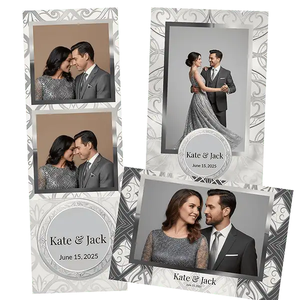 Design photobooth Silver Glitter Wedding Confetti pour Vivabox et Miroir