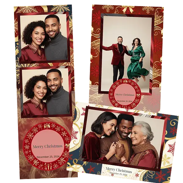 Design photobooth Red Bow Christmas Gifts pour Vivabox et Miroir