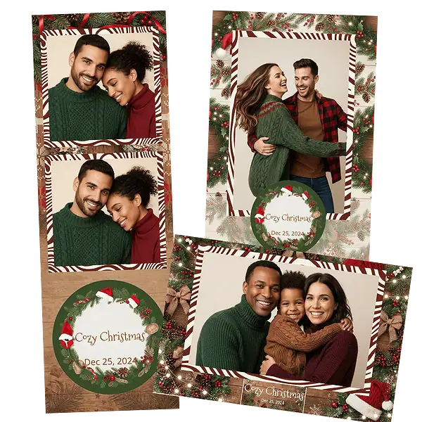Design photobooth Wood Wreath Christmas Photo Booth pour Vivabox et Miroir