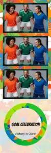 Variante bande 2x6, 3 photos et orientation paysage du design photobooth Green Stripes Soccer Confetti pour Vivabox