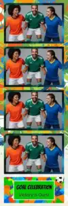 Variante bande 2x6, 4 photos et orientation paysage du design photobooth Green Stripes Soccer Confetti pour Vivabox