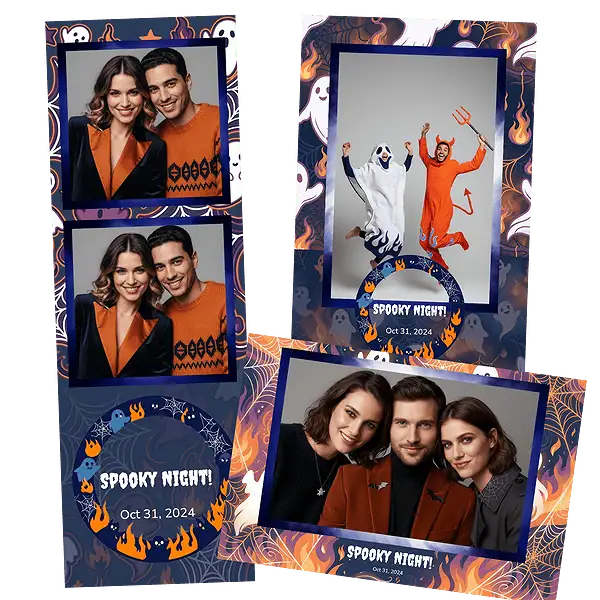 Design photobooth Orange Confetti Halloween Border pour Vivabox et Miroir