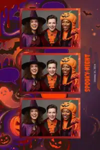 Variante format portrait 4x6, 3 photos et orientation paysage du design photobooth Orange Black Halloween Illustrations pour Miroir Magique
