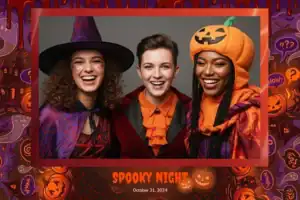 Variante format paysage 6x4, 1 photo et orientation paysage du design photobooth Orange Black Halloween Illustrations pour Vivabox