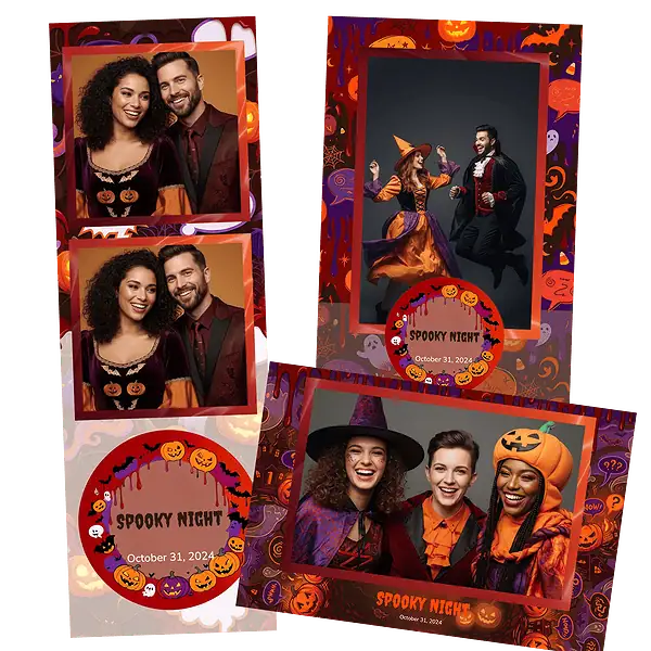 Design photobooth Orange Black Halloween Illustrations pour Vivabox et Miroir