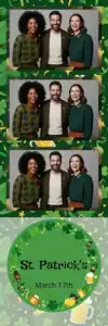 Variante bande 2x6, 3 photos et orientation paysage du design photobooth Green Shamrock Watercolor St Patricks pour Vivabox