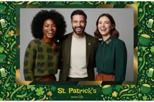 Variante format paysage 6x4, 1 photo et orientation paysage du design photobooth Green Shamrock Watercolor St Patricks pour Vivabox
