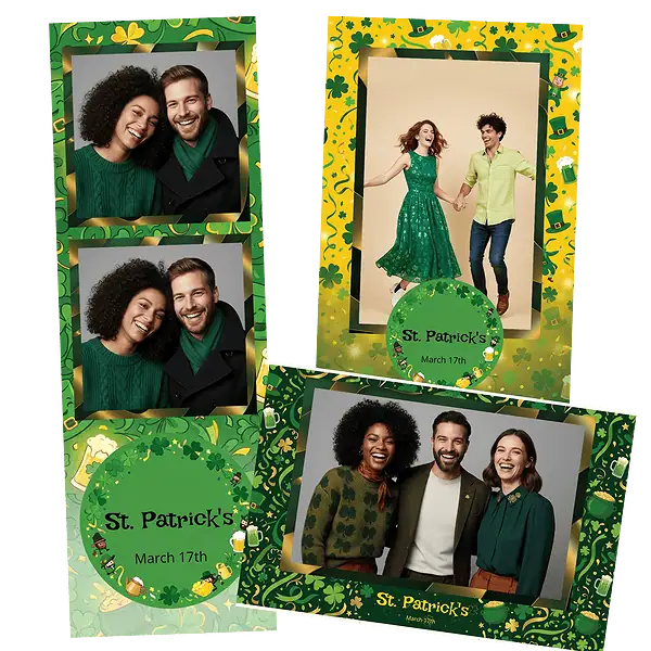 Design photobooth Green Shamrock Watercolor St Patricks pour Vivabox et Miroir