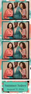 Variante bande 2x6, 4 photos et orientation paysage du design photobooth Blue Wave Confetti Party pour Vivabox