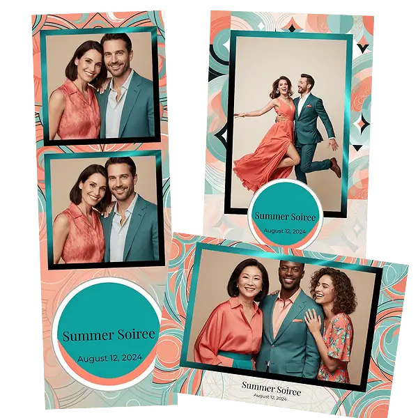 Design photobooth Blue Wave Confetti Party pour Vivabox et Miroir