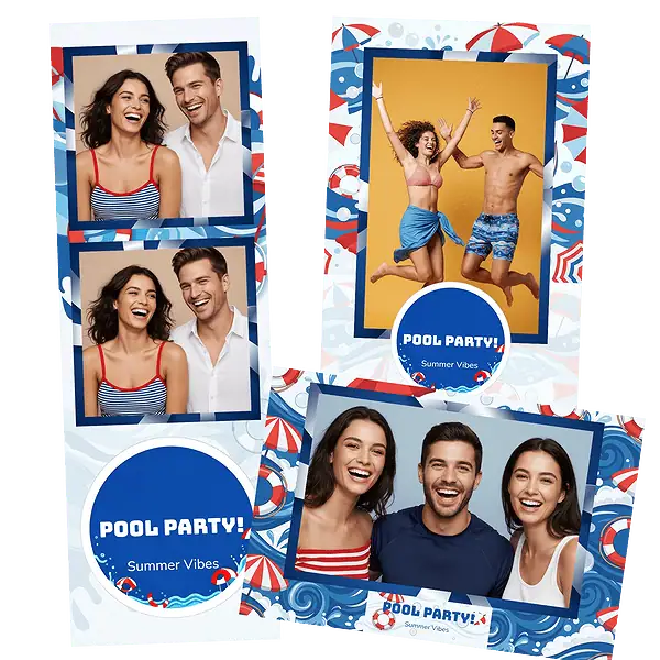 Design photobooth Blue Pool Party Elements pour Vivabox et Miroir