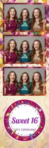 Variante bande 2x6, 3 photos et orientation paysage du design photobooth Pink Confetti Birthday Balloons pour Vivabox