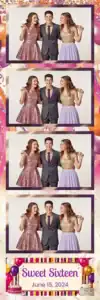 Variante bande 2x6, 4 photos et orientation paysage du design photobooth Pink Cupcake Birthday Confetti pour Vivabox