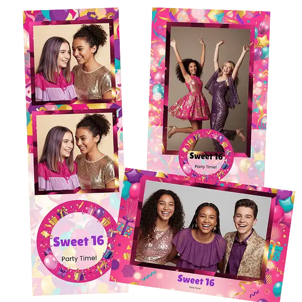 Design photobooth Confetti Ribbons Sweet Sixteen pour Vivabox et Miroir