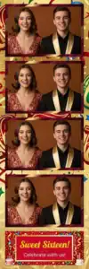 Variante bande 2x6, 4 photos et orientation paysage du design photobooth Colorful Confetti Birthday Party pour Vivabox