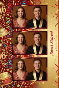 Variante format portrait 4x6, 3 photos et orientation paysage du design photobooth Colorful Confetti Birthday Party pour Miroir Magique