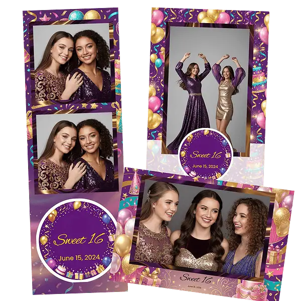 Design photobooth Pink Confetti Sweet Sixteen pour Vivabox et Miroir
