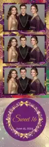Variante bande 2x6, 3 photos et orientation paysage du design photobooth Gold Glitter Sweet Sixteen pour Vivabox
