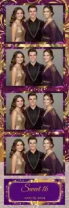 Variante bande 2x6, 4 photos et orientation paysage du design photobooth Gold Glitter Sweet Sixteen pour Vivabox