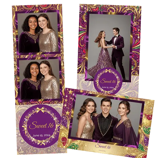 Design photobooth Gold Glitter Sweet Sixteen pour Vivabox et Miroir
