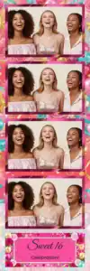 Variante bande 2x6, 4 photos et orientation paysage du design photobooth Pink Confetti Birthday Balloons pour Vivabox