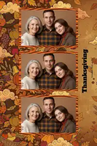 Variante format portrait 4x6, 3 photos et orientation paysage du design photobooth Watercolor Autumn Botanical Thanksgiving pour Miroir Magique