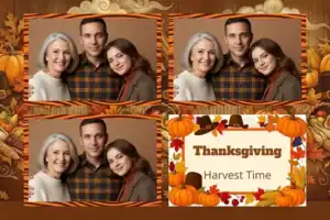 Variante format paysage 6x4, 3 photos et orientation paysage du design photobooth Watercolor Autumn Botanical Thanksgiving pour Vivabox