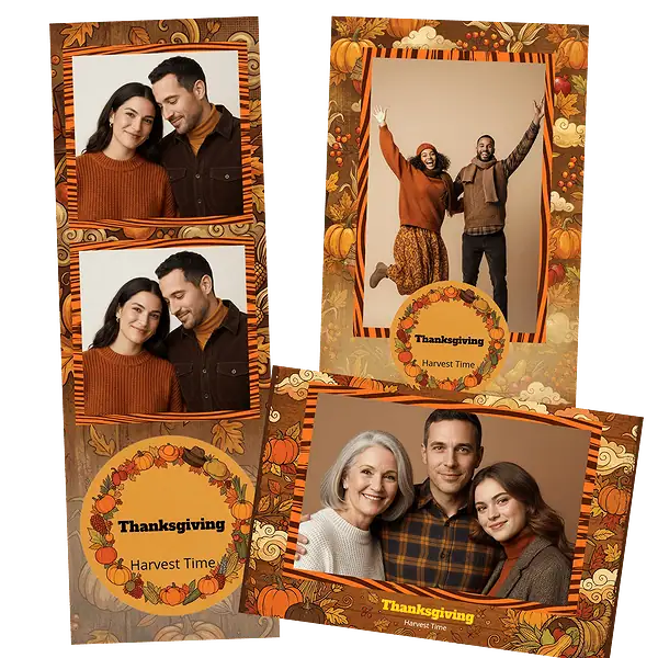 Design photobooth Watercolor Autumn Botanical Thanksgiving pour Vivabox et Miroir