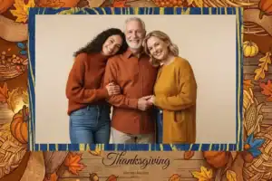Variante format paysage 6x4, 1 photo et orientation paysage du design photobooth Orange Pumpkin Thanksgiving Leaves pour Vivabox