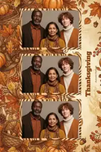 Variante format portrait 4x6, 3 photos et orientation paysage du design photobooth Orange Watercolor Thanksgiving Leaves pour Miroir Magique