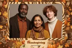 Variante format paysage 6x4, 1 photo et orientation paysage du design photobooth Orange Watercolor Thanksgiving Leaves pour Vivabox