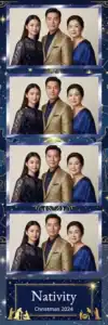 Variante bande 2x6, 4 photos et orientation paysage du design photobooth Gold Star Christmas Nativity pour Vivabox