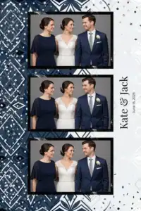 Variante format portrait 4x6, 3 photos et orientation paysage du design photobooth White Diamond Confetti Wedding pour Miroir Magique
