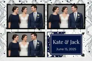Variante format paysage 6x4, 3 photos et orientation paysage du design photobooth White Diamond Confetti Wedding pour Vivabox