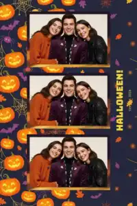 Variante format portrait 4x6, 3 photos et orientation paysage du design photobooth Orange Halloween Spider Web pour Miroir Magique
