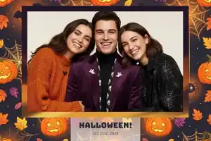 Variante format paysage 6x4, 1 photo et orientation paysage du design photobooth Orange Halloween Spider Web pour Vivabox