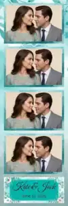 Variante bande 2x6, 4 photos et orientation paysage du design photobooth Watercolor Palm Beach Wedding pour Vivabox