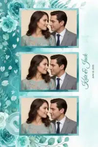 Variante format portrait 4x6, 3 photos et orientation paysage du design photobooth Watercolor Palm Beach Wedding pour Miroir Magique