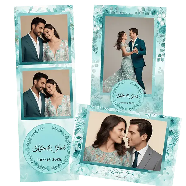 Design photobooth Watercolor Palm Beach Wedding pour Vivabox et Miroir