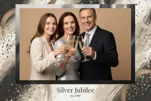 Variante format paysage 6x4, 1 photo et orientation paysage du design photobooth Gold Confetti Party Balloons pour Vivabox