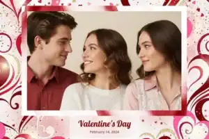 Variante format paysage 6x4, 1 photo et orientation paysage du design photobooth Red And Pink Hearts Valentine pour Vivabox