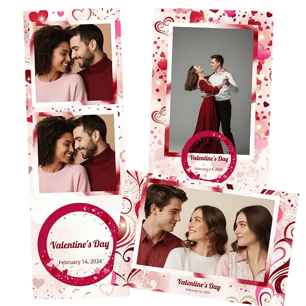 Design photobooth Red And Pink Hearts Valentine pour Vivabox et Miroir