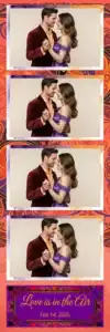 Variante bande 2x6, 4 photos et orientation paysage du design photobooth Red Rose Heart Wedding pour Vivabox