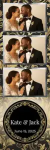 Variante bande 2x6, 3 photos et orientation paysage du design photobooth Black And Gold Wedding Frame pour Vivabox
