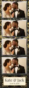 Variante bande 2x6, 4 photos et orientation paysage du design photobooth Black And Gold Wedding Frame pour Vivabox